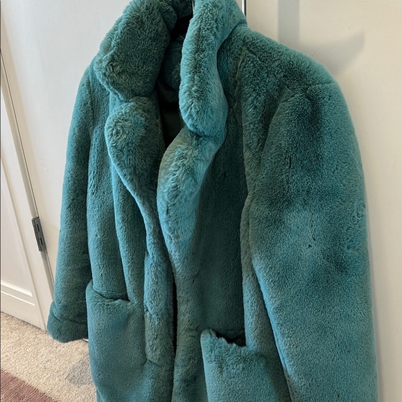 Apparis Stella Emerald Teal Green/Blue Faux Fur Coat Size Small - Picture 8 of 12